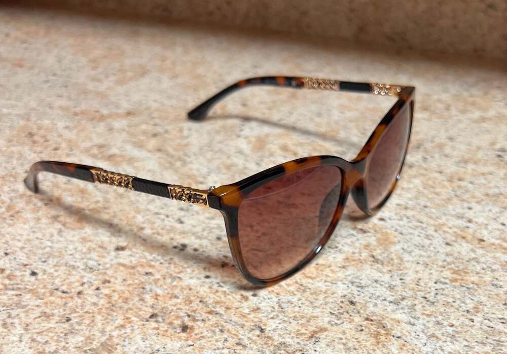 Foster Grant Tortoise Shell Cat-Eye Sunglasses with Gold Chain Detail
